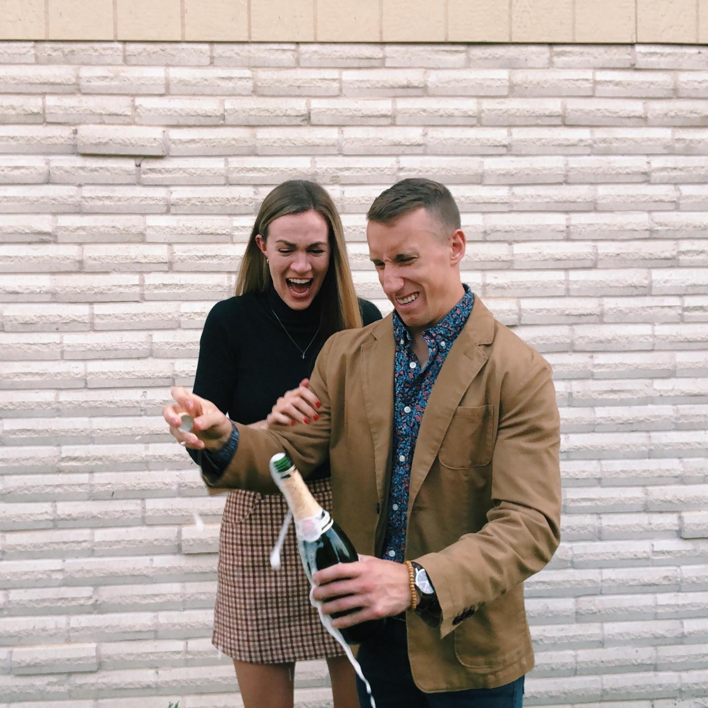 The funniest part of this photo is that Jordan can go through Ranger School without breaking a sweat but can't seem to handle the thought of champagne on his pants.