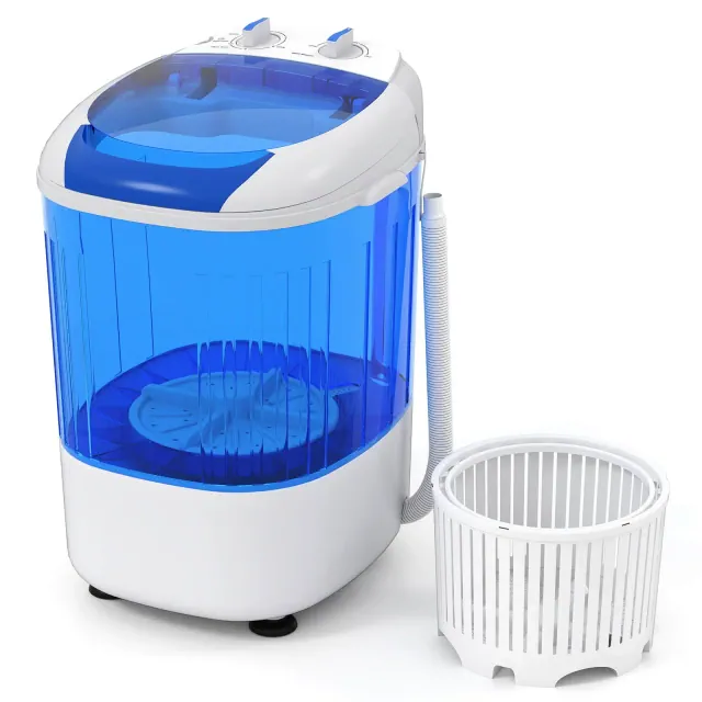 Costway Portable Washing Machine 5.5 lbs Mini Top Load Washer with Removable Spin-Dry Tub Blue