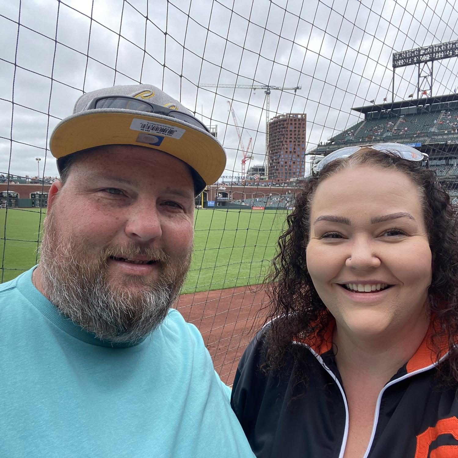 Enjoying a SF Giants game together! Thank you Bay Alarm for the wonderful tickets!