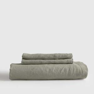 European Linen Fitted Sheet Set in Willowleaf