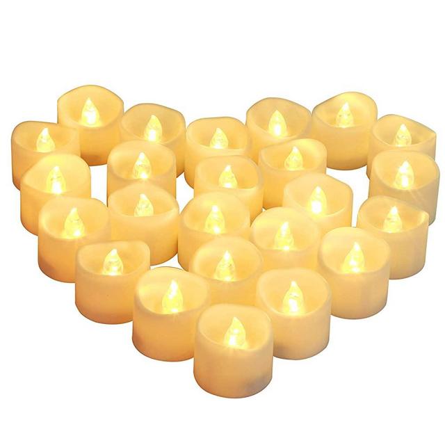 Homemory 24-Count Timed Tealight Candles, Battery Operated Tea Candles, Flameless Flickering Electric Candles with Timer for Home Decor, Brightness Upgrade, Batteries Included