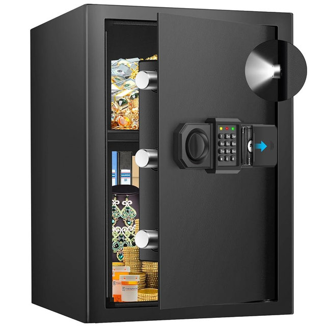 3.0 Cuft Large Fireproof Safes for Home, Digital Home Safe with Programmable Keyboard, Spare Keys and Removable Shelf, Anti-Theft Fire Safe Box for Money, Firearm, Medicines, Documents