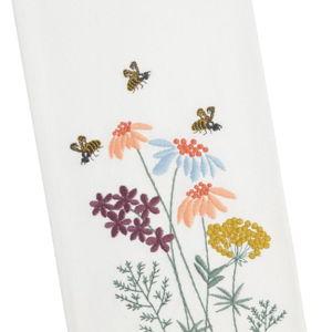 Embroidered Bee and Flowers Kitchen Towel - World Market