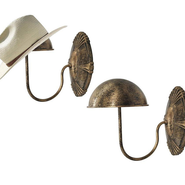 Owlgift Decorative Bronze Metal Vintage Style Wall Mounted Entryway Hat/Cap/Wig Hanger Display Rack - Set of 2