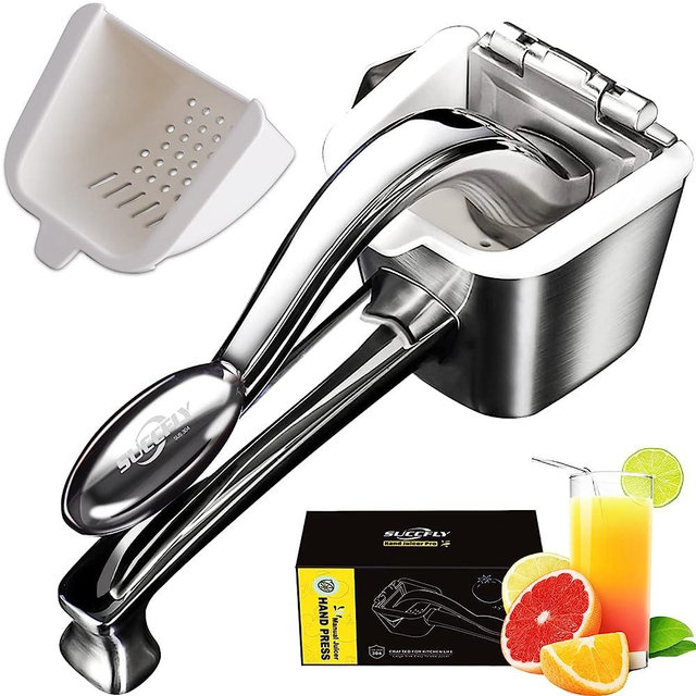 SUCCFLY Lemon Squeezer Stainless Steel, Citrus Juicer Hand Press, Lemon Juicer Squeezer Hand Juicer, Lime Squeezer, Heavy Duty Manual Juicer, Orange Juice Squeezer, Pomegranate Juicer(5 Year Warranty)