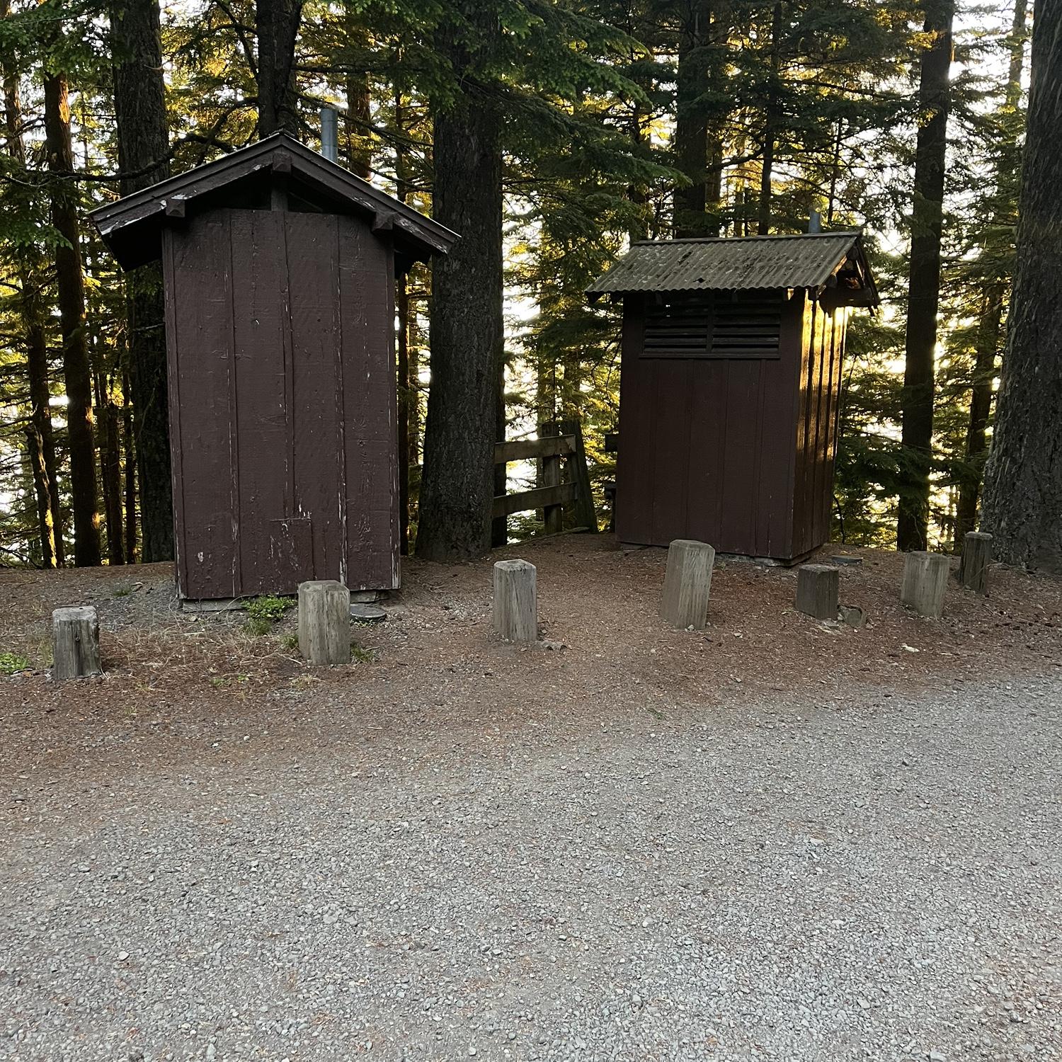 These are the rustic drop toilets for when nature calls.