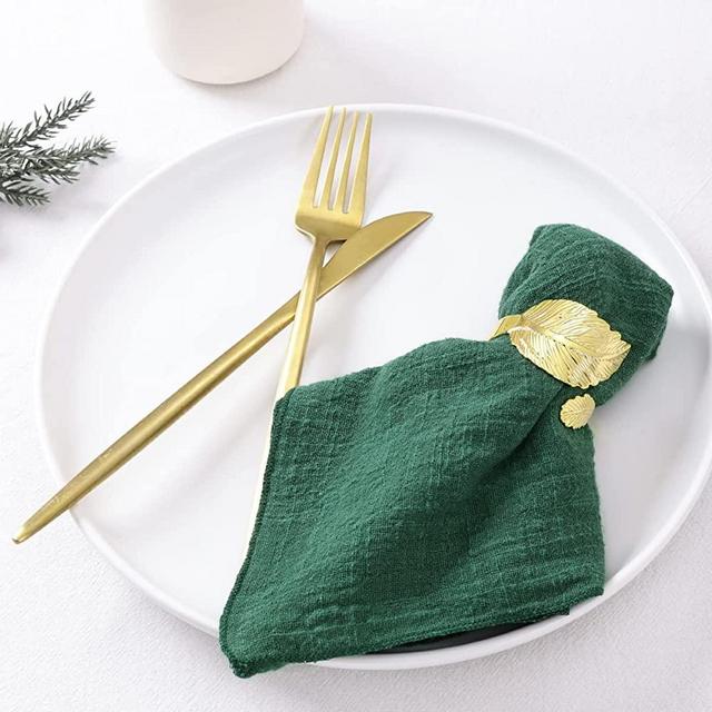 LINXTAR Cheesecloth Gauze Napkins 10 Pack 16x16 Inches Emerald Green Bulk Vintage Handmade Cotton Cloth Napkins Events Decorative Rustic Soft Boho Dinner Napkins for Parties Wedding Everyday Use