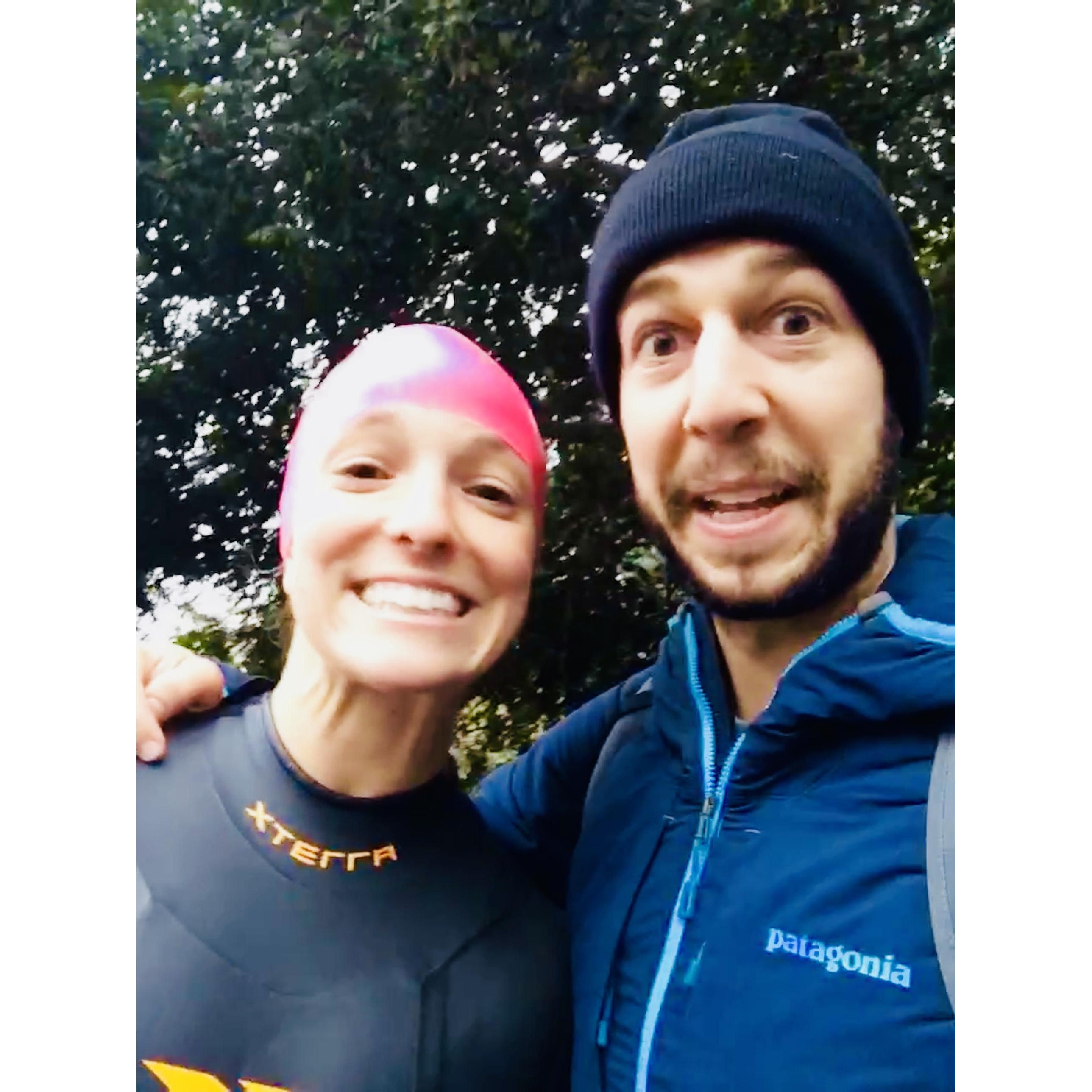 Before one of Kate's triathlons.