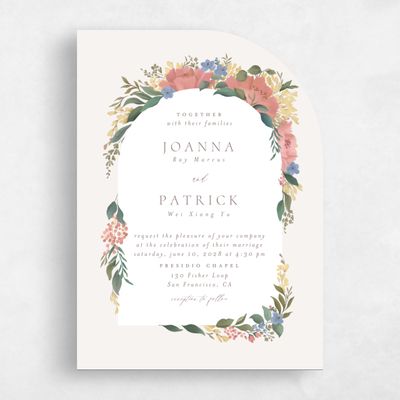 Pink Half arch Wedding Invitation - Souci Portrait