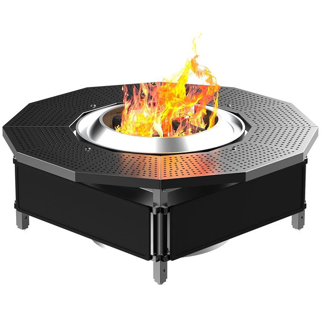 Lezbanz Fire Pit Surround Tabletop for Solo Stove Bonfire Ranger 2.0, with UV-Resistant Outdoor Fabric, Thick Metal Black