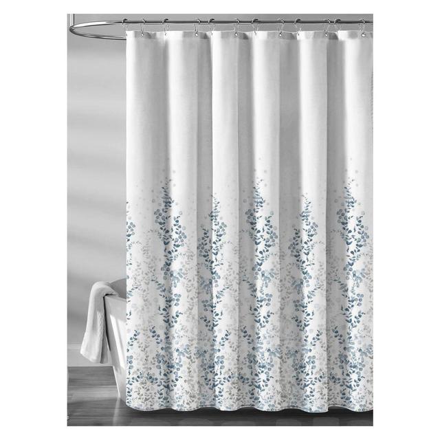 Recycled Cotton Watercolor Vine Blue Shower Curtain - 72"x72"
