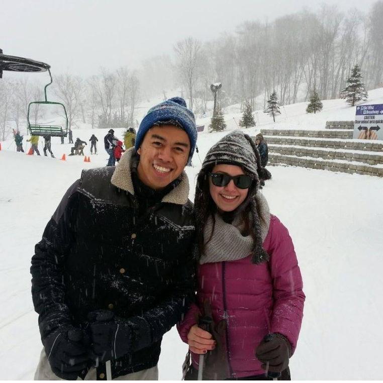 Steph's first time skiing