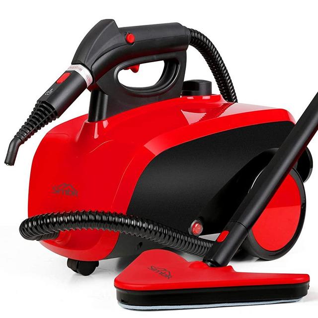 SIMBR Steam Cleaner Multipurpose with 18 Accessories, 1.5L Dual Tank Chemical Free Pressurized Cleaner for Carpet, Floor, Heavy Duty Steam Cleaner with Extra Long Power Cord and Rolling Wheels