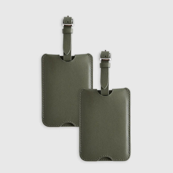 Nappa Leather Luggage Tag (2-Pack) - Olive