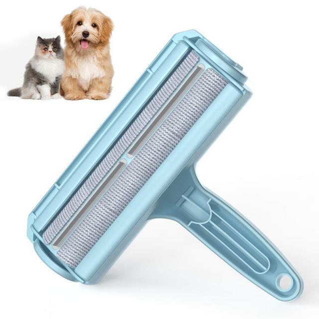 DELOMO Pet Hair Remover Roller, Dog Cat Fur Remover with Self-Cleaning Base, Efficient Animal Hair Removal Tool, for Furniture, Couch, Carpet, Car Seat, Blue