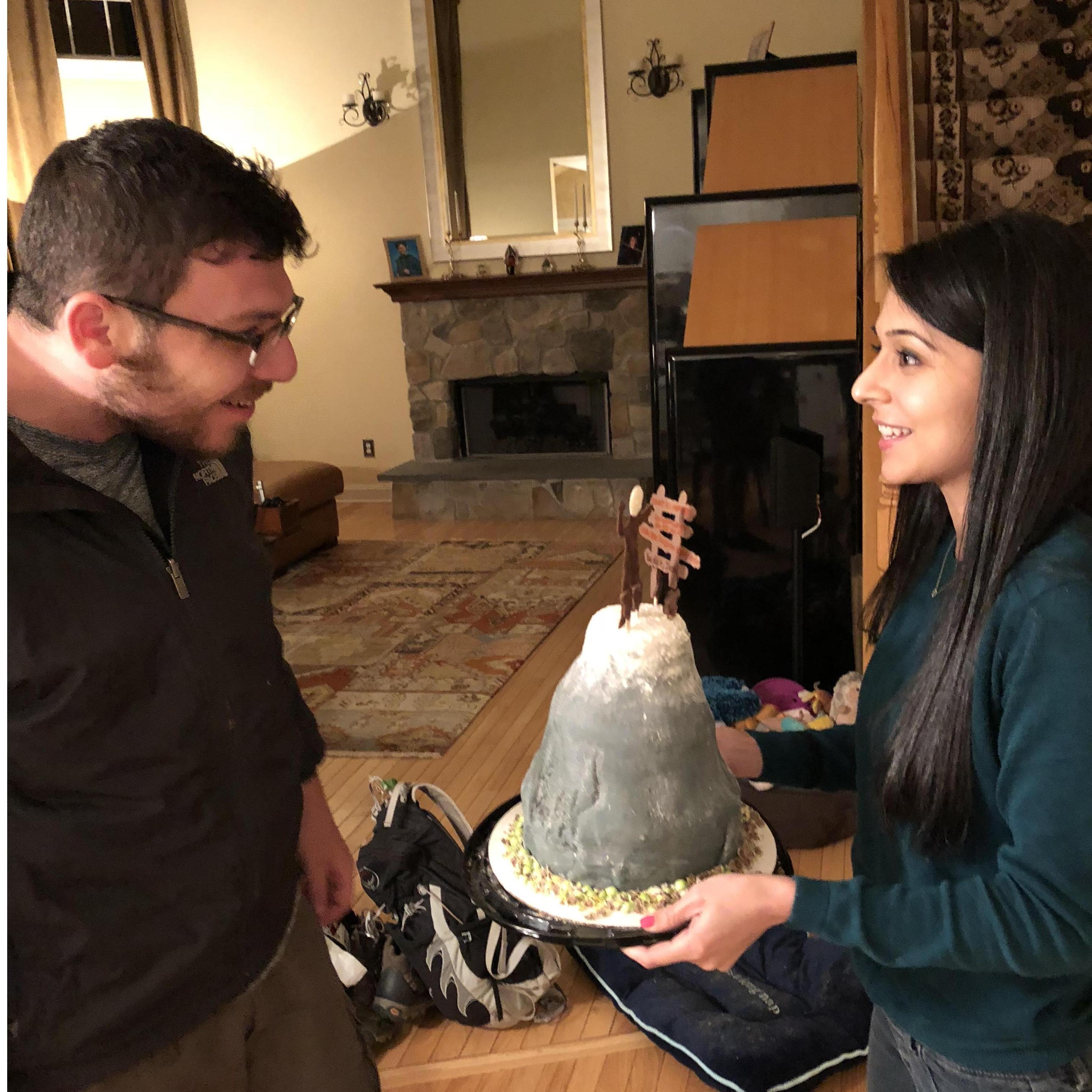 It took Josh 6 days to climb Kilimanjaro, but took Abby and her sister 3 days to make the cake to commemorate it.