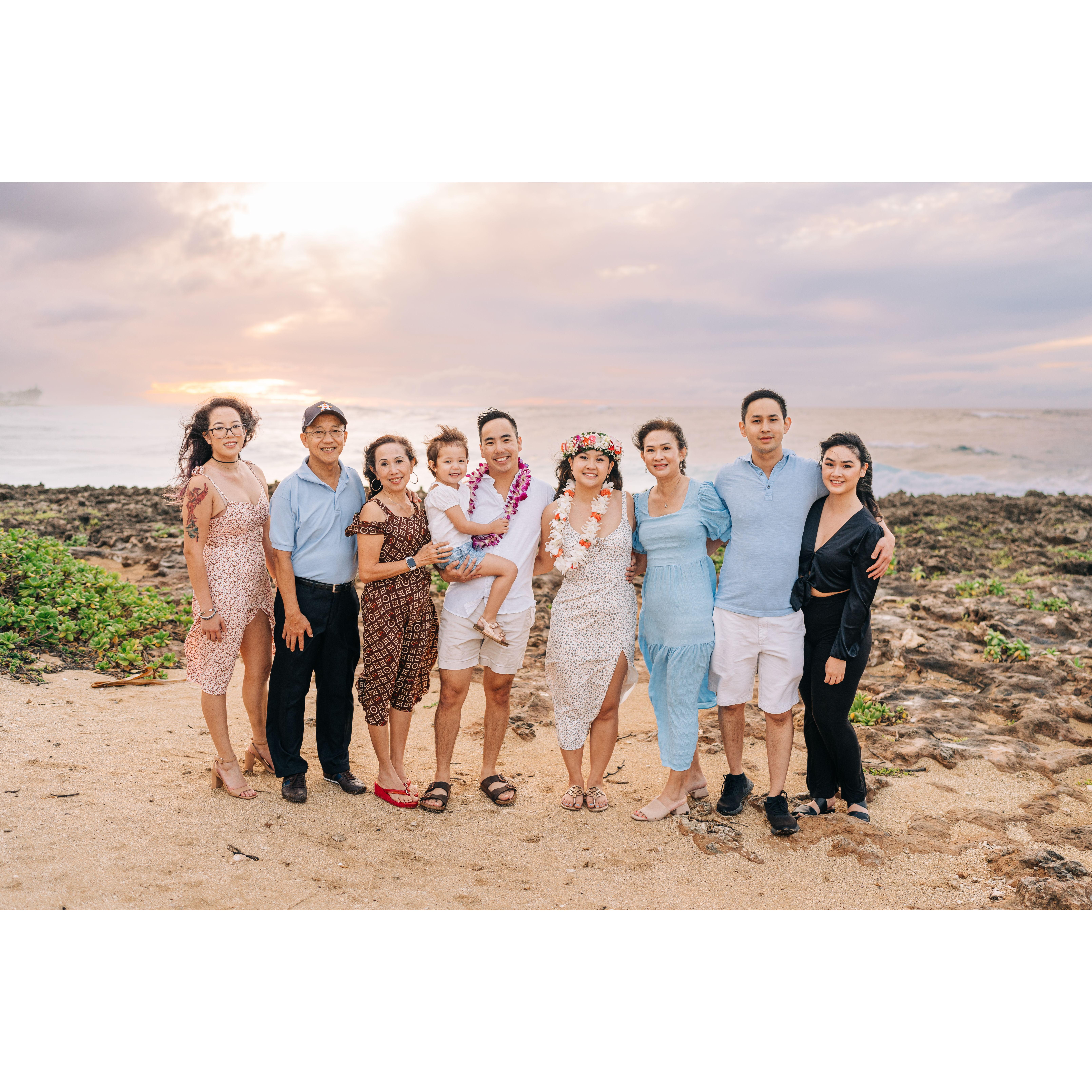 Our Hawaii trip was a trip with just my family, but Al surprised me by having his family join us for our proposal!