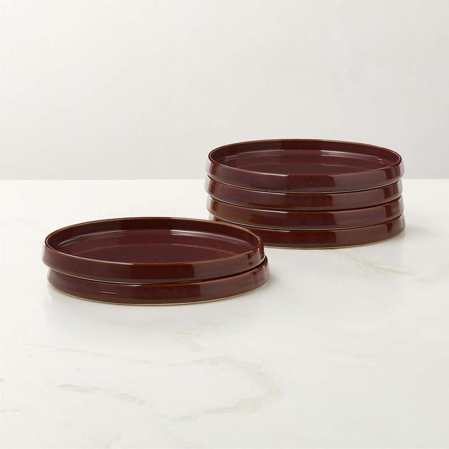 Prado Oxblood Salad Plates With Reactive Glaze Set of 6