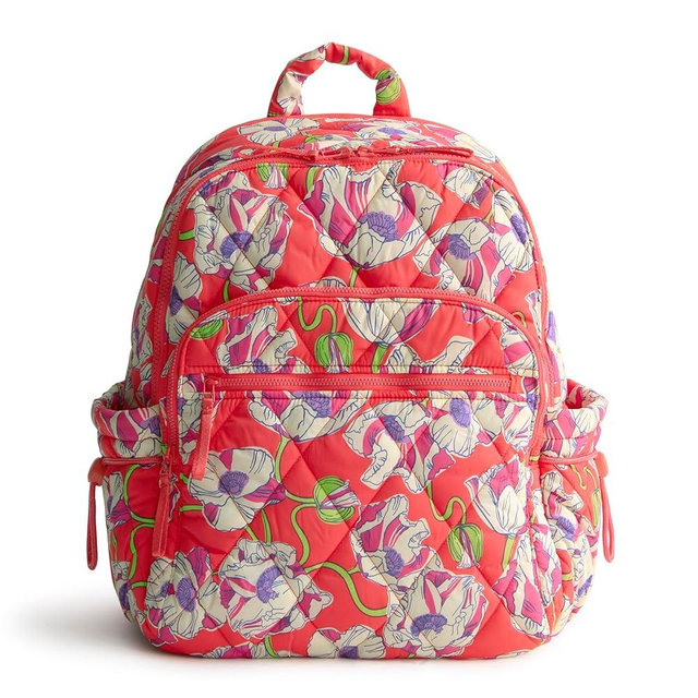 Vera Bradley Women's Featherweight Bancroft Backpack, Swirling Poppies, One Size