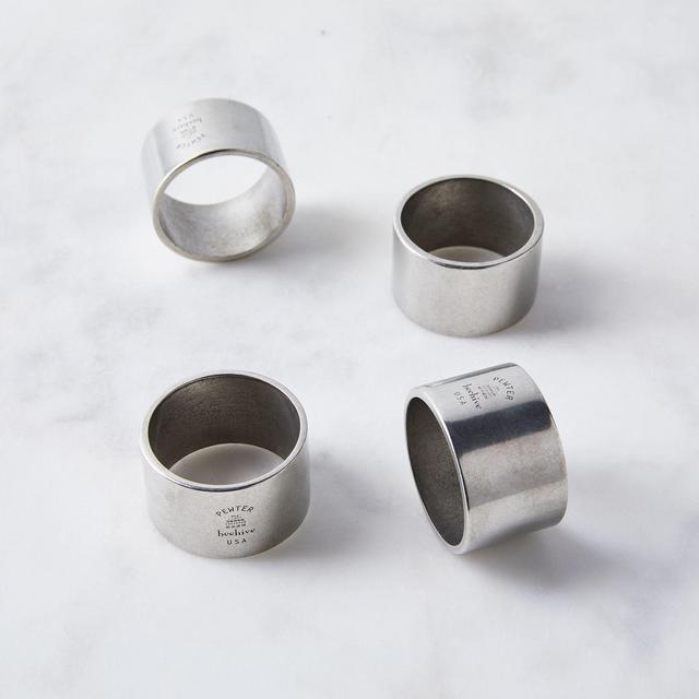 Simple Pewter Napkin Rings (Set of 4)