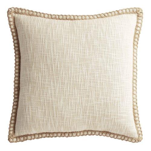 Ivory Chunky Jute-Trimmed Mineral Pillow