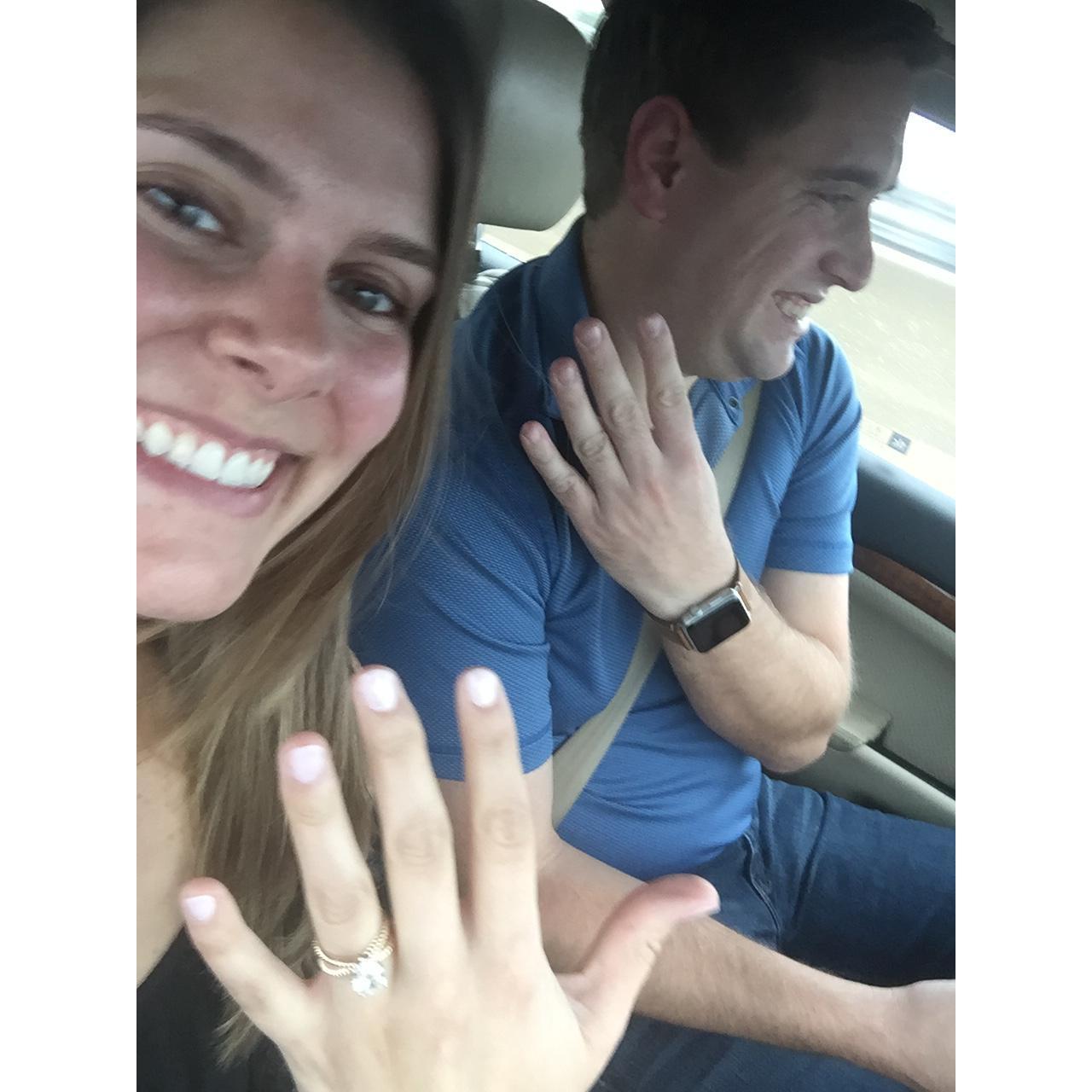 Driving to our engagement party!