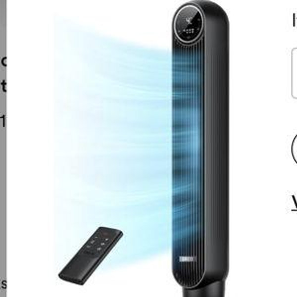 Amazon Dreo Tower Fan for Bedroom, 25ft/s Velocity Quiet Floor Fan, 90° Oscillating Fans for Indoors with 4 Speeds, 4 Modes, 8H Timer, Standing Fans, Bladeless Fan, Black, Nomad One (DR-HTF007)