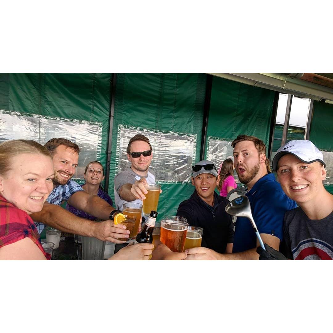 Gert's 30th Birthday Party, July 2018 with Megan, Patrick, Mark, Matt, and Sara