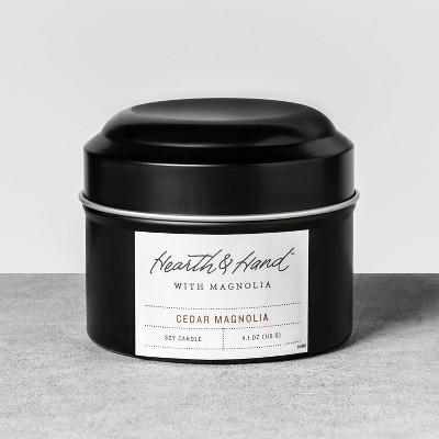 4.1oz Mini Tin Candle Cedar Magnolia - Hearth & Hand™ with Magnolia