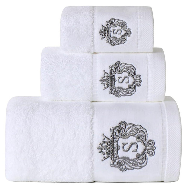 Luxury Bathroom Super Soft and Highly Absorbent Premium 100% Cotton Bath Towel Set for Gifts (White-S)