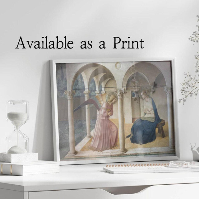 Annunciation, Fra Angelico, Virgin Mary Printm,Angel Gabriel Visit to Mary, Jesus Christ, Christian feast, Catholic Deco Medieval Wall Art