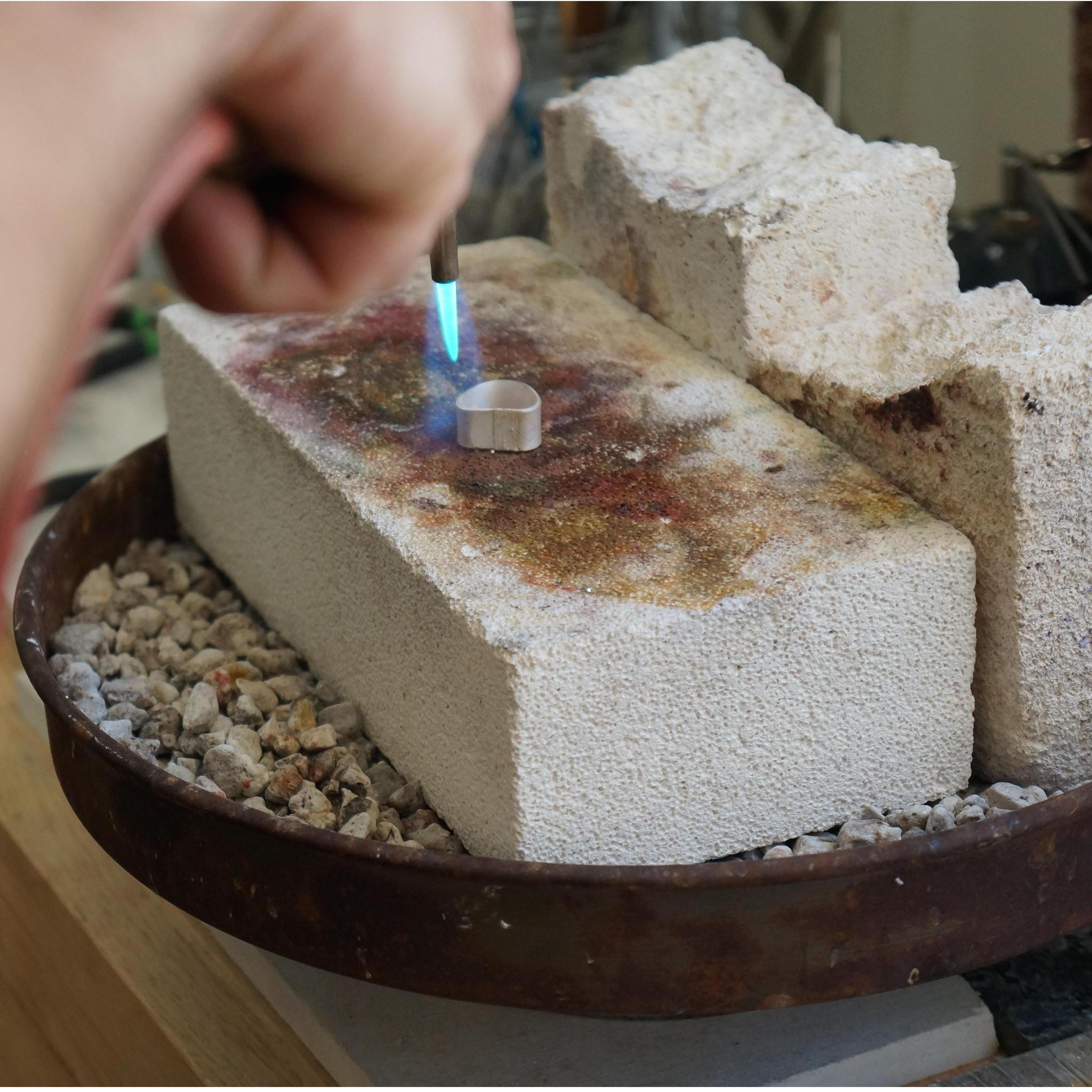 Soldering the circle...stay tuned to see the final products that we will exchange during our ceremony!