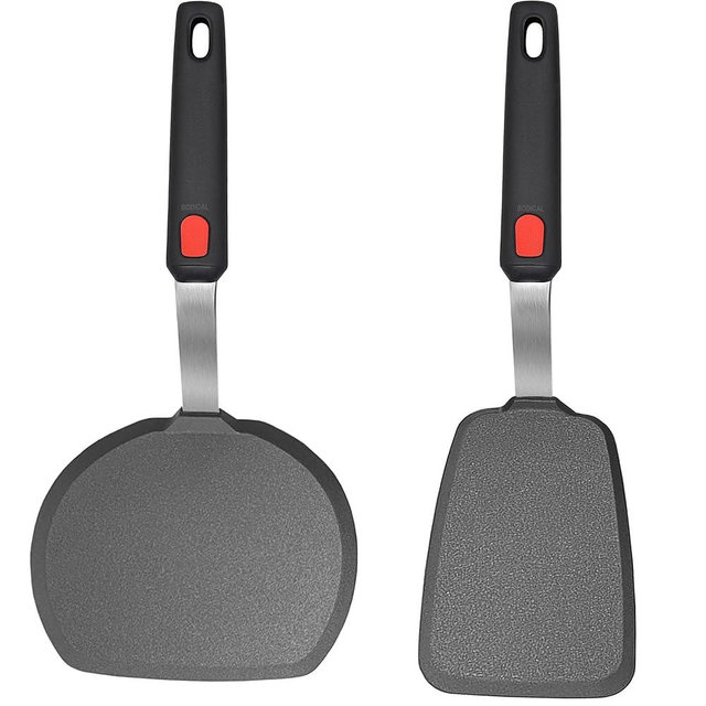 Silicone Pancake Spatula Turner Set of 2, 600°F Heat Resistant Cooking Spatulas for Nonstick Cookware, Large Kitchen Utensils BPA Free Rubber Spatula Set for Egg, Pancake, Fish, Burger