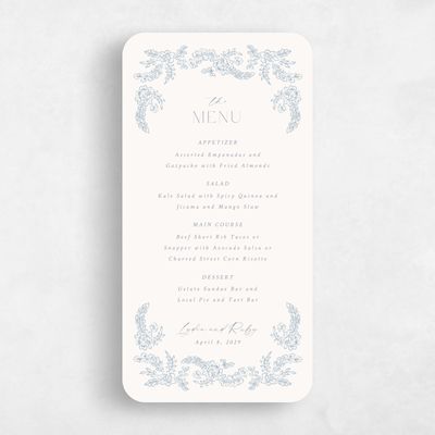 Blue Rounded Wedding Menu - Petalo