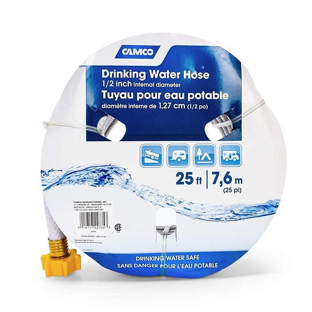 Camco 25ft TastePURE Drinking Water Hose- Lead and BPA Free, Reinforced for Maximum Kink Resistance 1/2" Inner Diameter (22735)