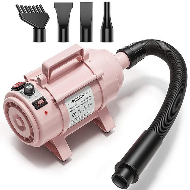 Burano Dog Dryer, High Velocity Pet Hair Dryer, 4.0HP Stepless Adjustable Speed Dog Hair Force Dryer for Dogs, Cats & More, Powerful Pet Blower with Heater