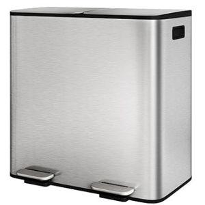 GarveeHome 2x10.6 Gallon Stainless Steel Dual Trash Can with Lid, Large Kitchen Step-on Garbage and Recycle Bin Combo, Metal Double Trash Can w/PP Inner Buckets & Liner Rim for Kitchen Waste Sorting