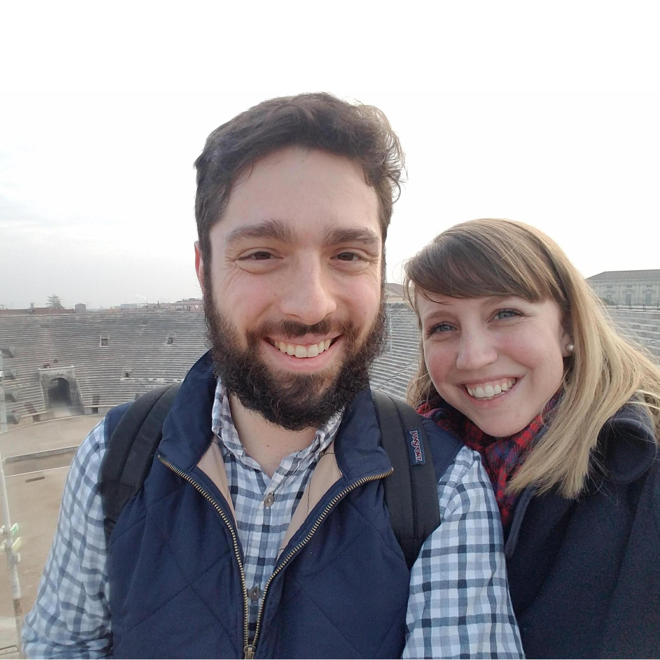Visiting the Roman amphitheater in Verona, Italy.