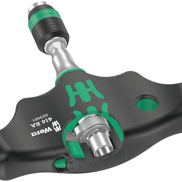 Wera 05023461001 416 RA T-Handle bitholding Screwdriver with Ratchet Function and Rapidaptor Quick-Release Chuck, 1/4", 45 mm
