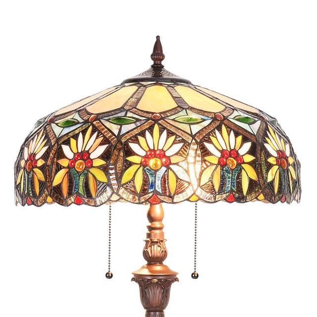 Capulina Tiffany Floor Lamp 2-Light 16X16X66 Inches Sunflower Style Stained Glass Standing Light for Living Room Bedroom Home Office
