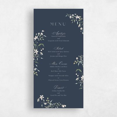 Grayed Navy, Blue Wedding Menu - Tansy