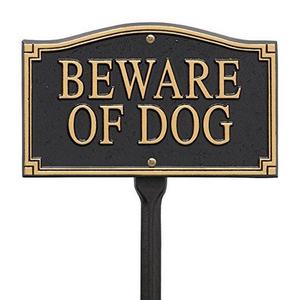 Whitehall Products Beware of Dog Wall/Lawn Statement Marker, Black/Gold