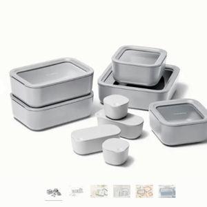 Glass Food Storage Containers with Lids (17pc, Color: Gray) | Caraway