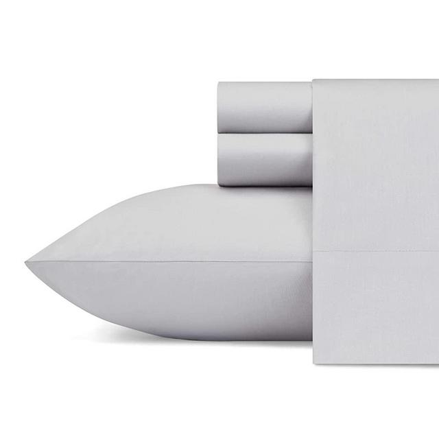 Nautica - Percale Collection - Bed Sheet Set - 100% Cotton, Crisp & Cool, Lightweight & Moisture-Wicking Bedding, Queen, Sailing Grey