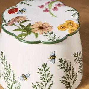 Eden Stoneware Butter Keeper - Green Pattern, One Size