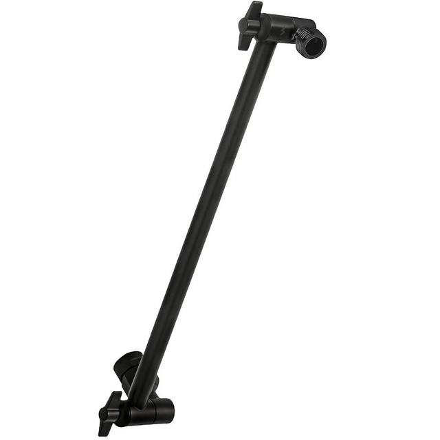 SparkPod Shower Head Extension Arm Straight - Universal Connection - Adjustable for Rain Showerheads - 16" Solid Brass Shower Arm Extension - Shower Head Extender Bar - (Midnight Black Matte)