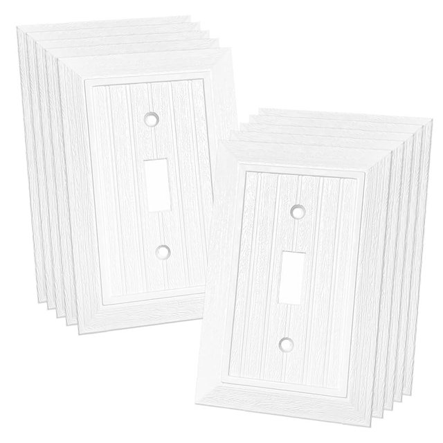 Modern Decorative Wall Plate Retro Wood Grain design Switch Cover Outlet Cover for Light Switch, Smart Switch, Dimmer, GFCI, USB Outlet (10 Pack, Single Toggle)