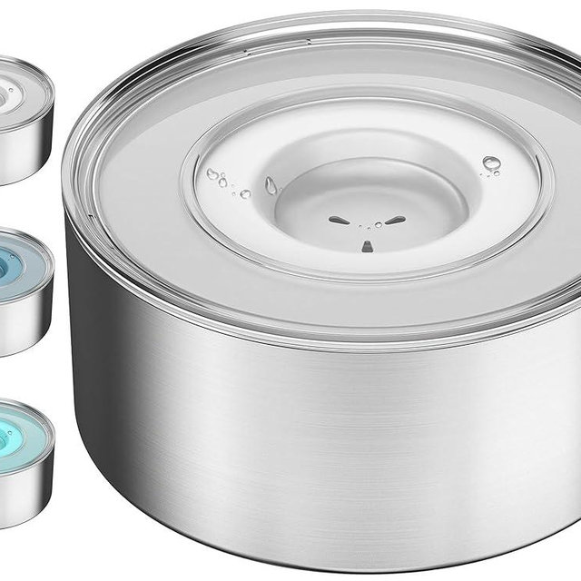 1Gallon Slobber Stopper Water Bowl for Dogs, US Patented Splash-Proof Paws Lid, 18/8 Stainless Steel, Anti-Slip Base, No Spill for Messy Large Medium Dogs, Ear Protection for Floppy-Eared Breeds