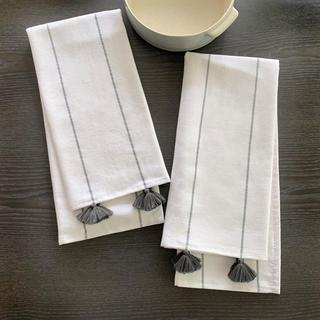 Turkish Cotton Tassel Dishtowels, Set of 2