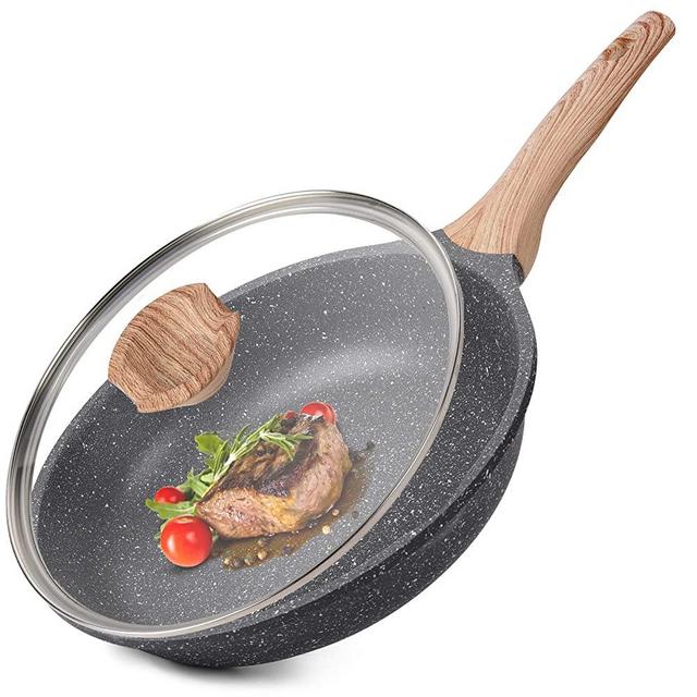 Nonstick Pan, Nonstick Frying Pan with Lid, Best Nonstick Omelette Skillet Set with Soft Touch Handle, Induction Compatible (11 Inch with Lid)